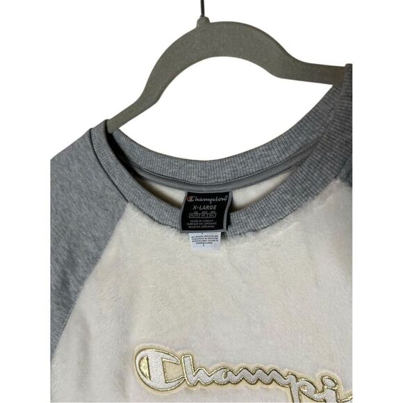 Champion Women's XL Colorblock Pullover Sweatshirt Cream/Grey/Blush - Picture 3 of 5